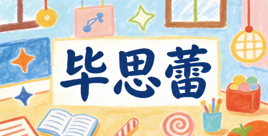 畢思蕾，思代表善于思考，蕾代表美好綻放，象征著孩子能善于思考